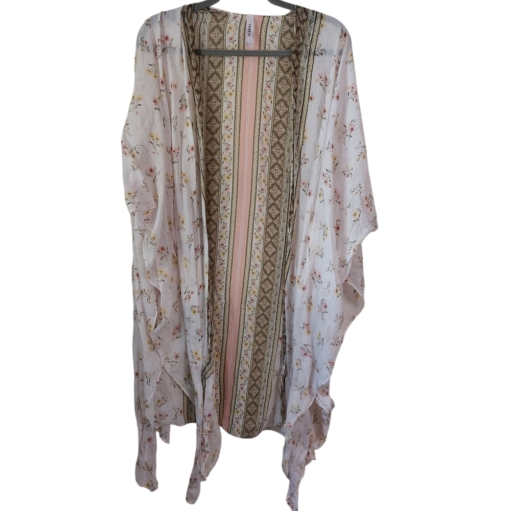 Torrid Pink and Green Floral Kimono